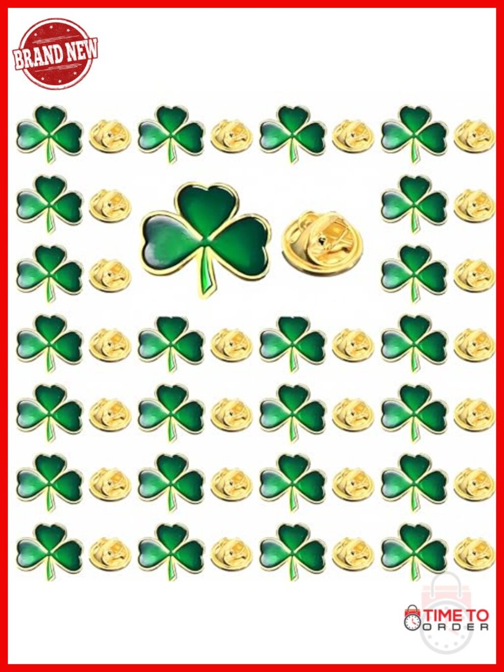 St. Patrick's Day Clover Lapel Pin Brooch - Enamel Metal Pins - Holiday Gifts &